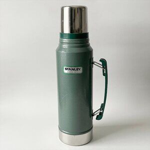 Vintage Green Stanley Vacuum Bottle Metal Thermos with Cup 1.1 Quart